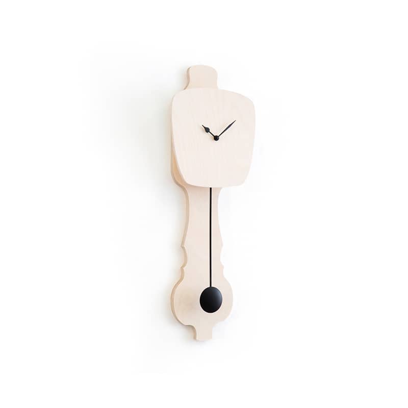 Wall clock pendulum small - Bare wood/deep black