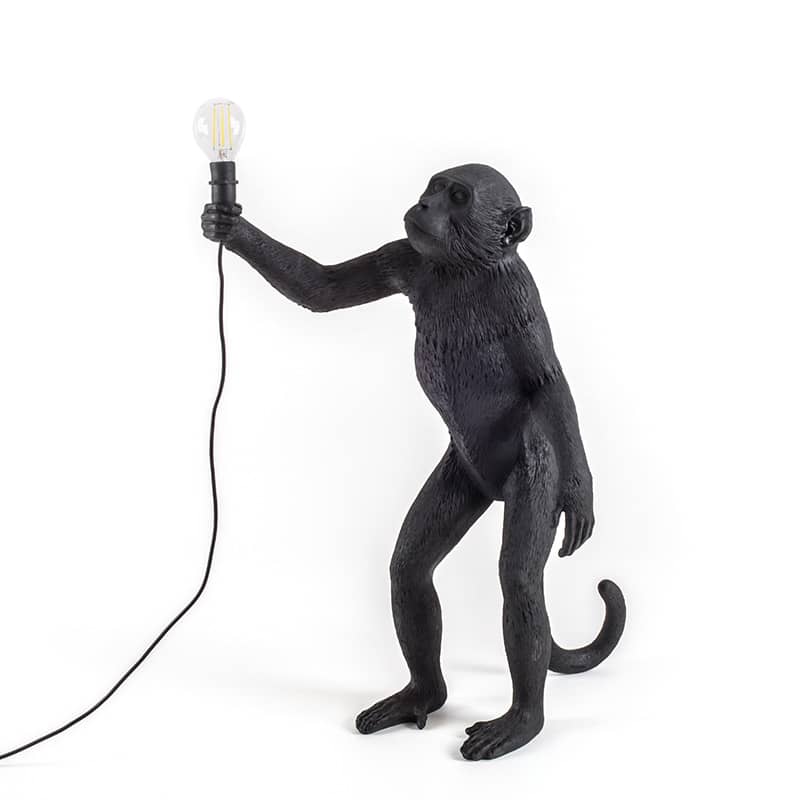 Monkey lamp standing outdoor - Black