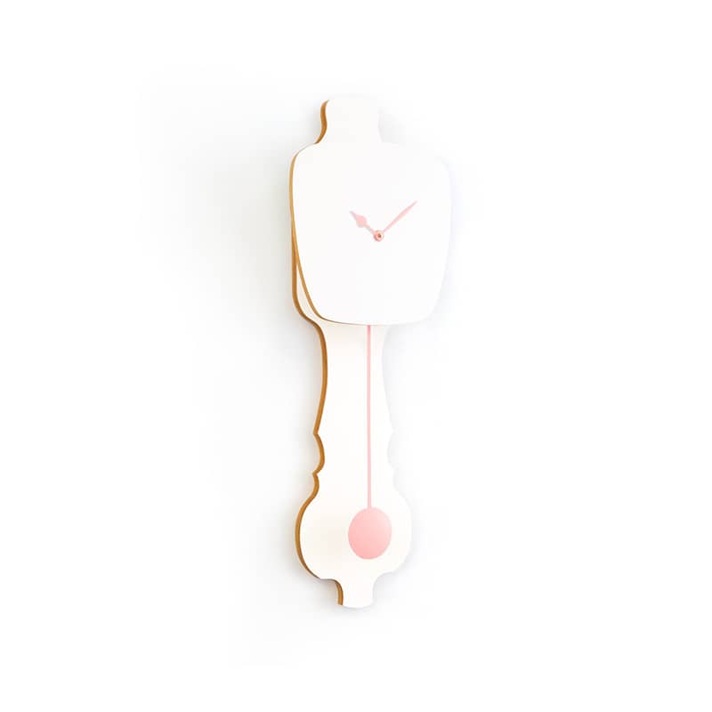 Wall clock pendulum small - Pure white/peach pastel