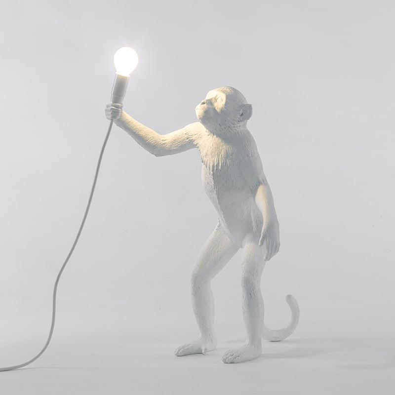 Monkey tafellamp standing - White