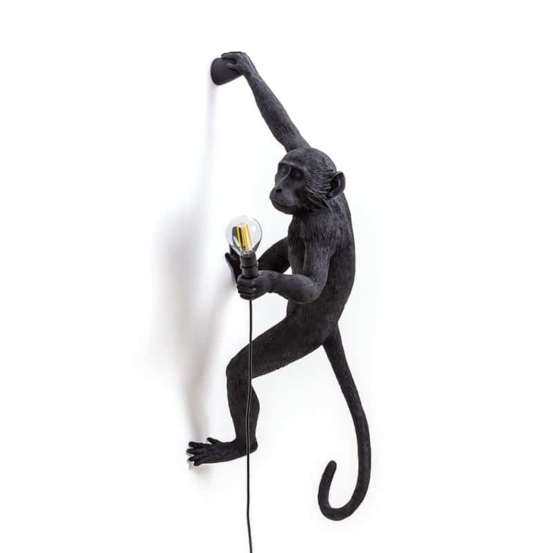Monkey wandlamp hanging right hand outdoor - Black