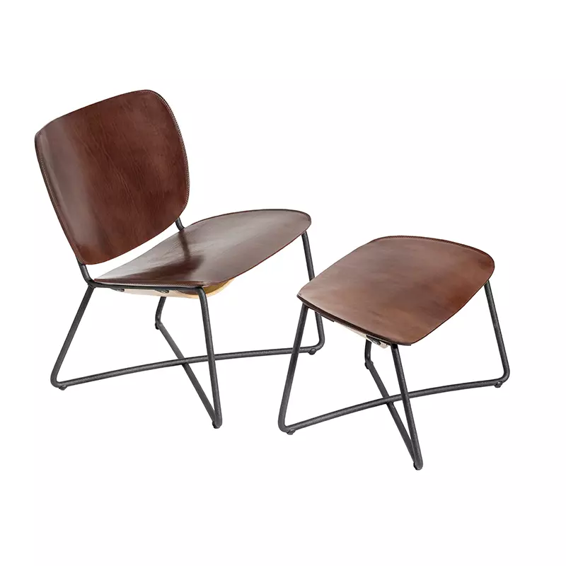 Miller lounge chair + Ottoman - Dark brown seat/black frame