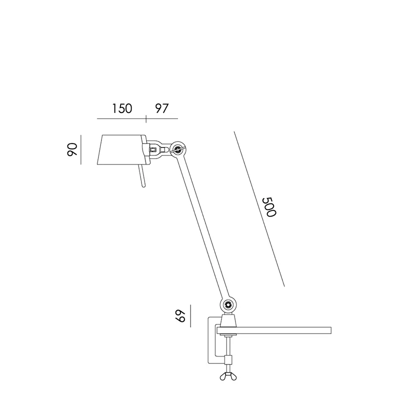 Bolt bureaulamp 1arm clamp - Midnight grey