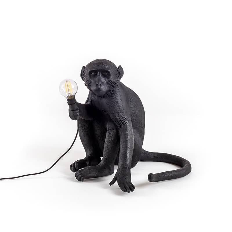 Monkey lamp sitting outdoor - Black