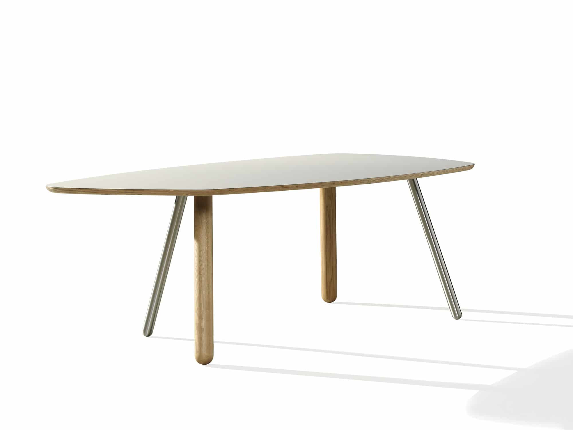 Circlips 3 eettafel - 2 poten RVS, 1 poot hout