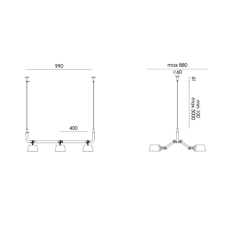 Bolt 6-pack hanglamp - Ash grey