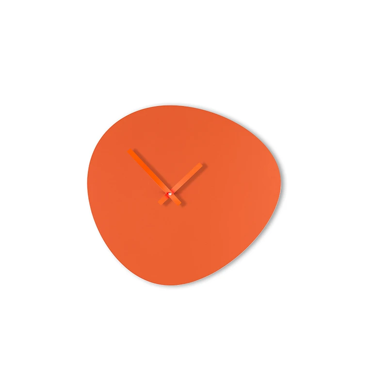 Wall clock pebble - Rusty red/neon orange