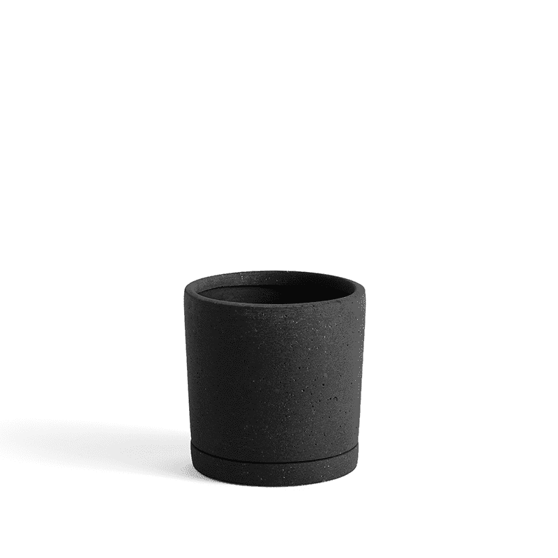 Plant Pot with Saucer M - Black