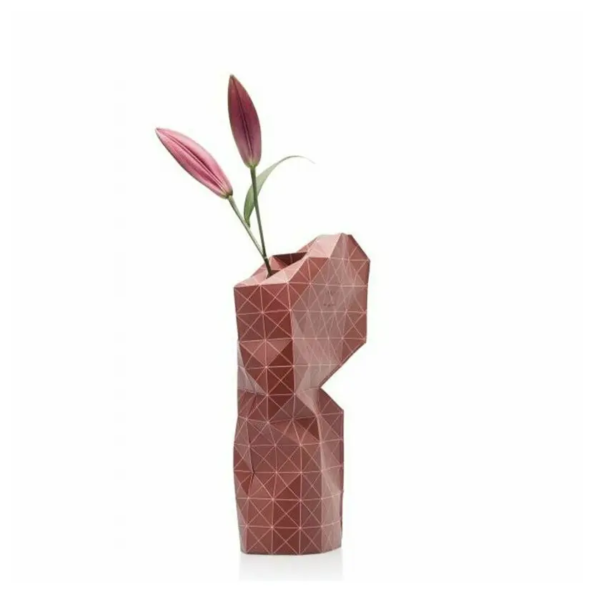 Paper Vase Cover Large - Grid Red