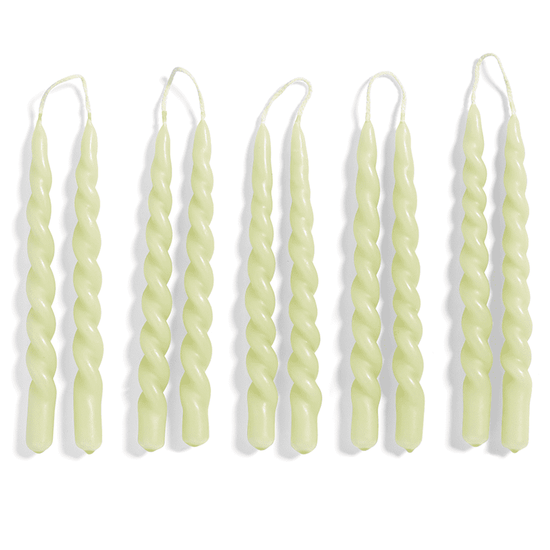 Mini Swirl Candle Set of 10 - Light green