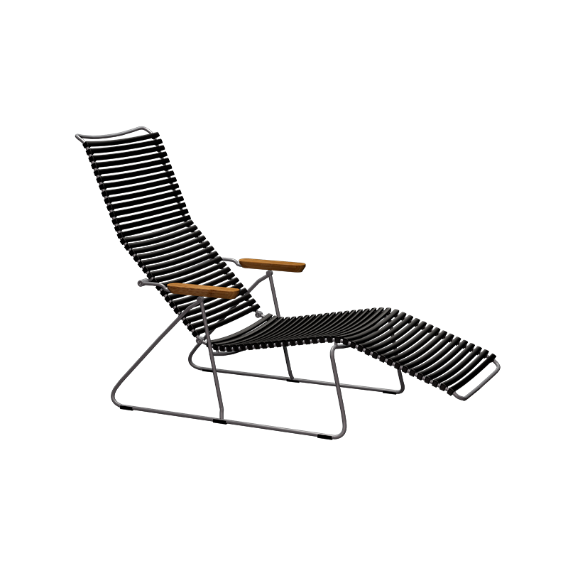 Click sunlounger - Black, bamboo armrests