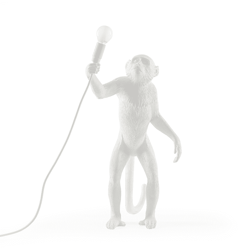Monkey tafellamp standing outdoor - White