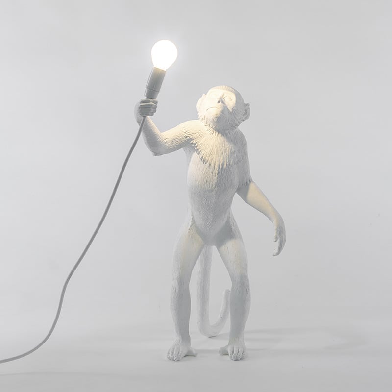 Monkey tafellamp standing - White