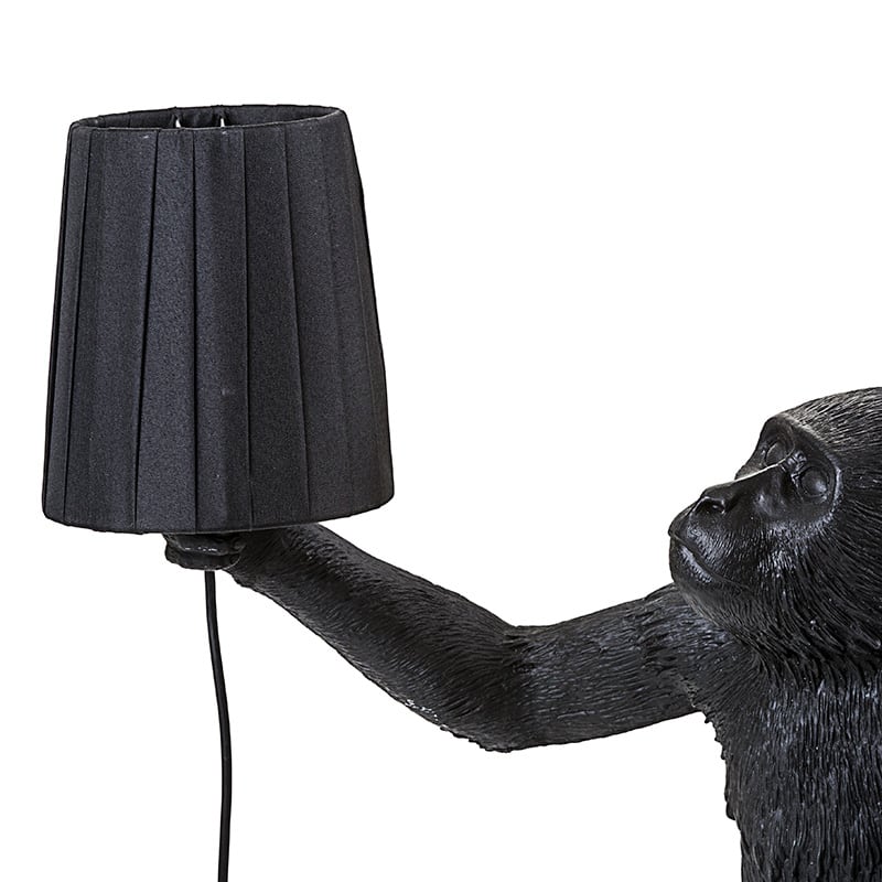 Metal lampshade and polyester monkey lamp - Black