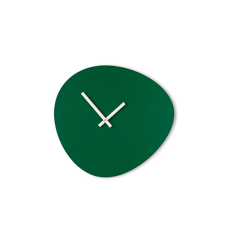 Wall clock pebble - Emerald green/off white