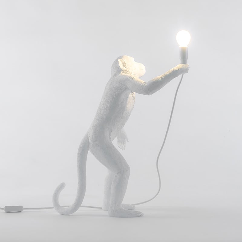 Monkey tafellamp standing - White