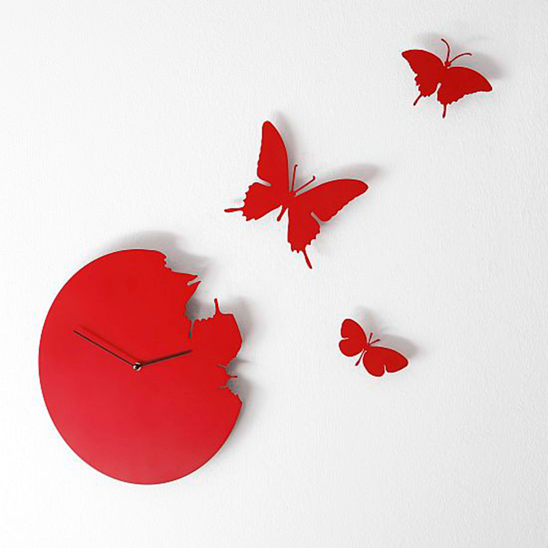 Butterfly koekoeksklok 392 clock - Red