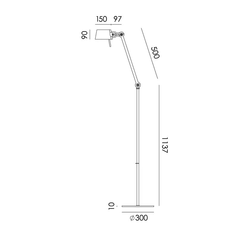 Bolt 1arm vloerlamp long - Striking orange