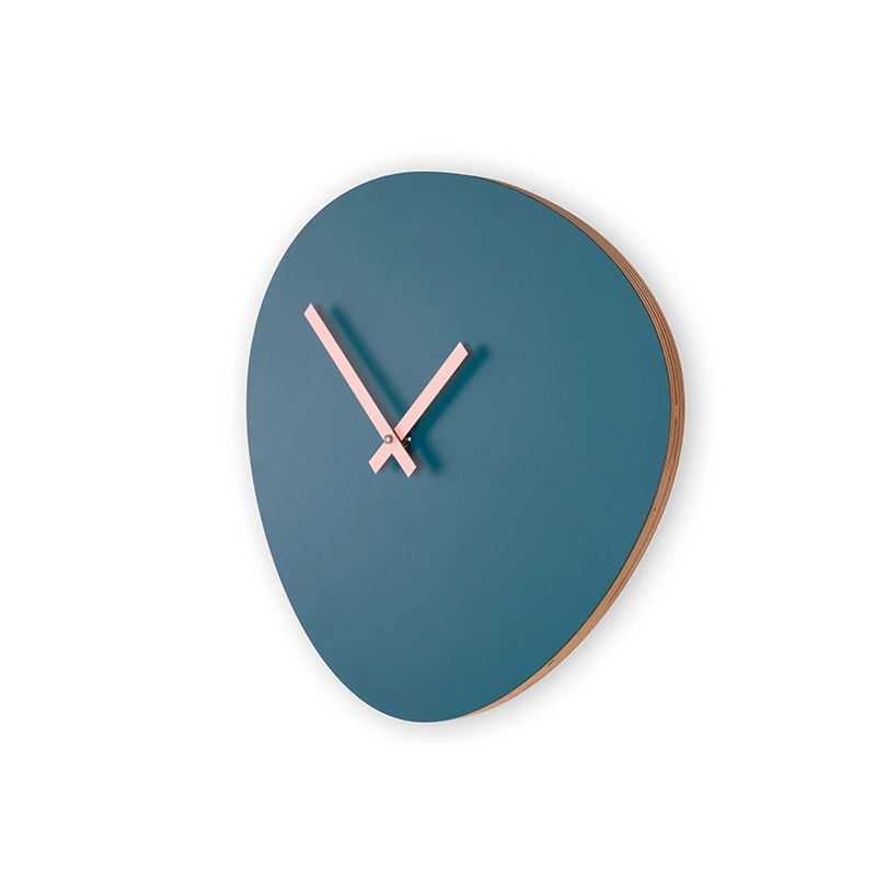 Wall clock pebble - Petrol blue/peach pastel