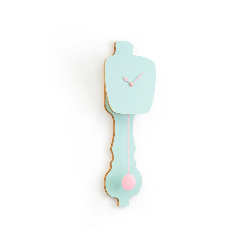 Wall clock pendulum small - Pale green/peach pastel