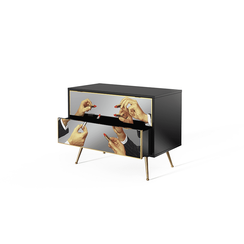 Chest of two drawers in mdf toiletpaper - Lipsticks black