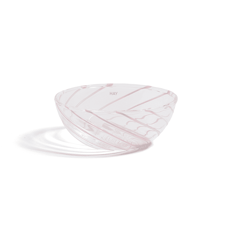 Spin Bowl Set of 2 - Clear with pink stripe