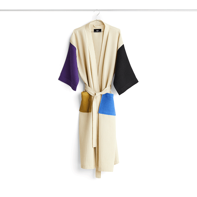 Waffle bathrobe - Cream multi