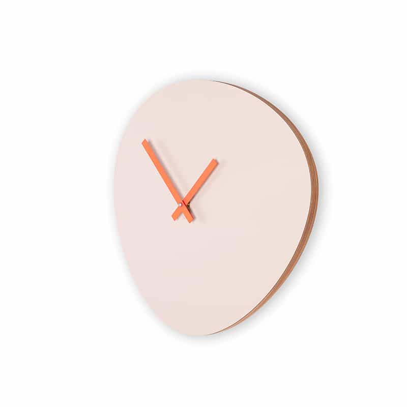Wall clock pebble - Sandy grey/neon orange