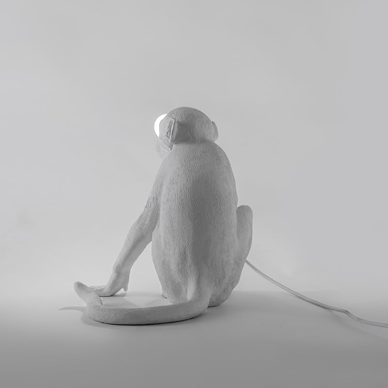 Monkey tafellamp sitting - White