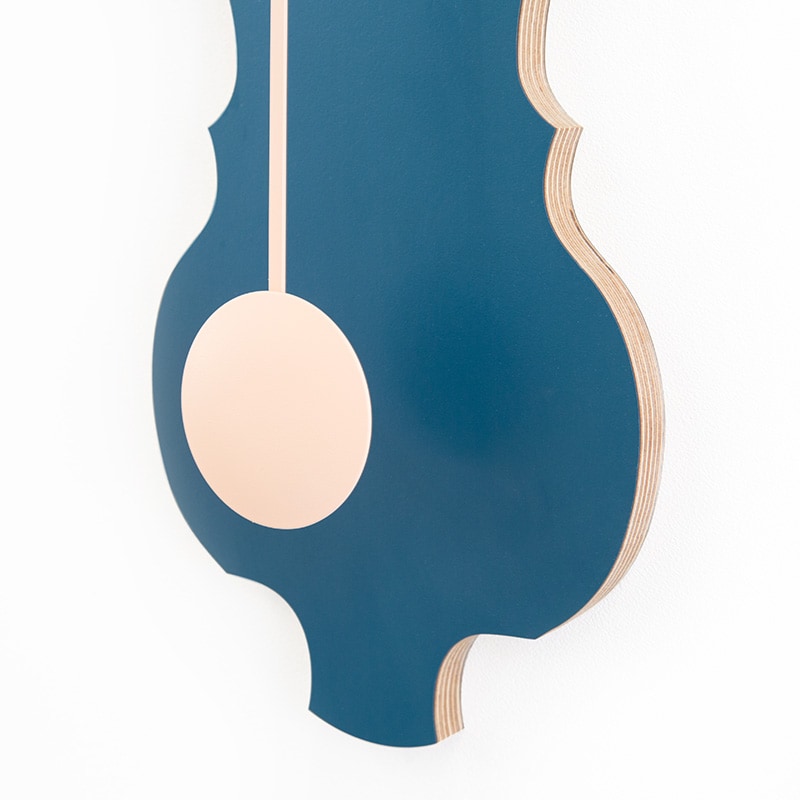 Wall clock pendulum small - Petrol blue/peach pastel